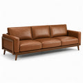 3-Sitzer Sofa aus Leder mit Massivholzrahmen in Braun 220x85x75cm