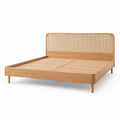 Doppelbett aus Eichenholz und Rattan natur 160x200 cm