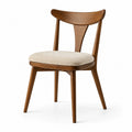 Esszimmerstuhl Eichenholz Leinengewebe Braun Beige 45 cm Sitzhöhe