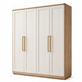 Kleiderschrank 4-türig Eichenfurnier und MDF Natur/Weiß 200x60x220 cm