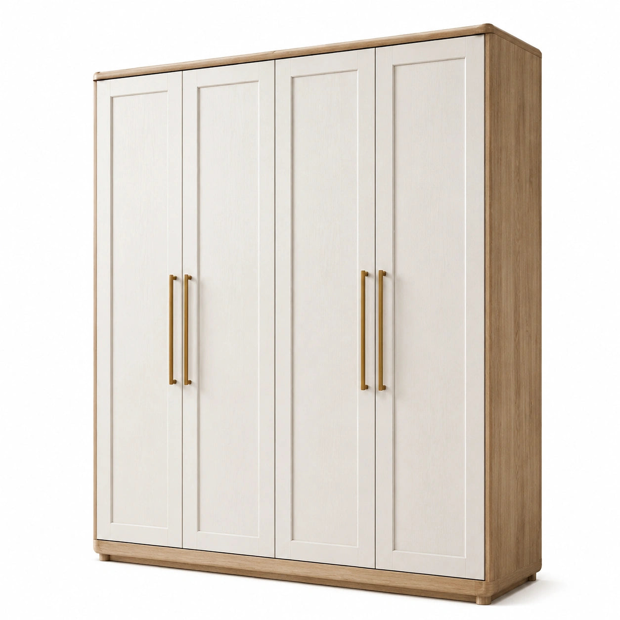 Kleiderschrank 4-türig Eichenfurnier und MDF Natur/Weiß 200x60x220 cm