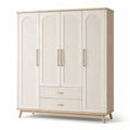 Schrank aus Eiche und MDF mit 4 Türen und 2 Schubladen in Creme